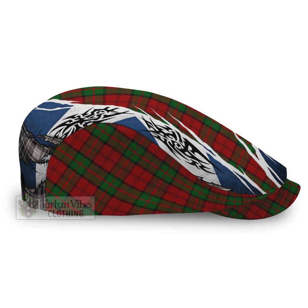 Dunbar Tartan Flat Cap, Jeff Cap Scotland Flag Ripped Tribal Design