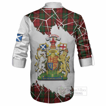 Dunbar Tartan Ghillie Shirt with Family Crest and Lion Rampant Grunge Style