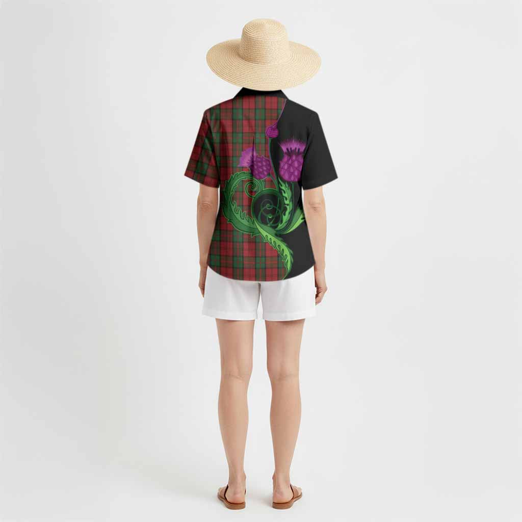 Dunbar Tartan Hawaiian Shirt Traditional Scottish Thistle