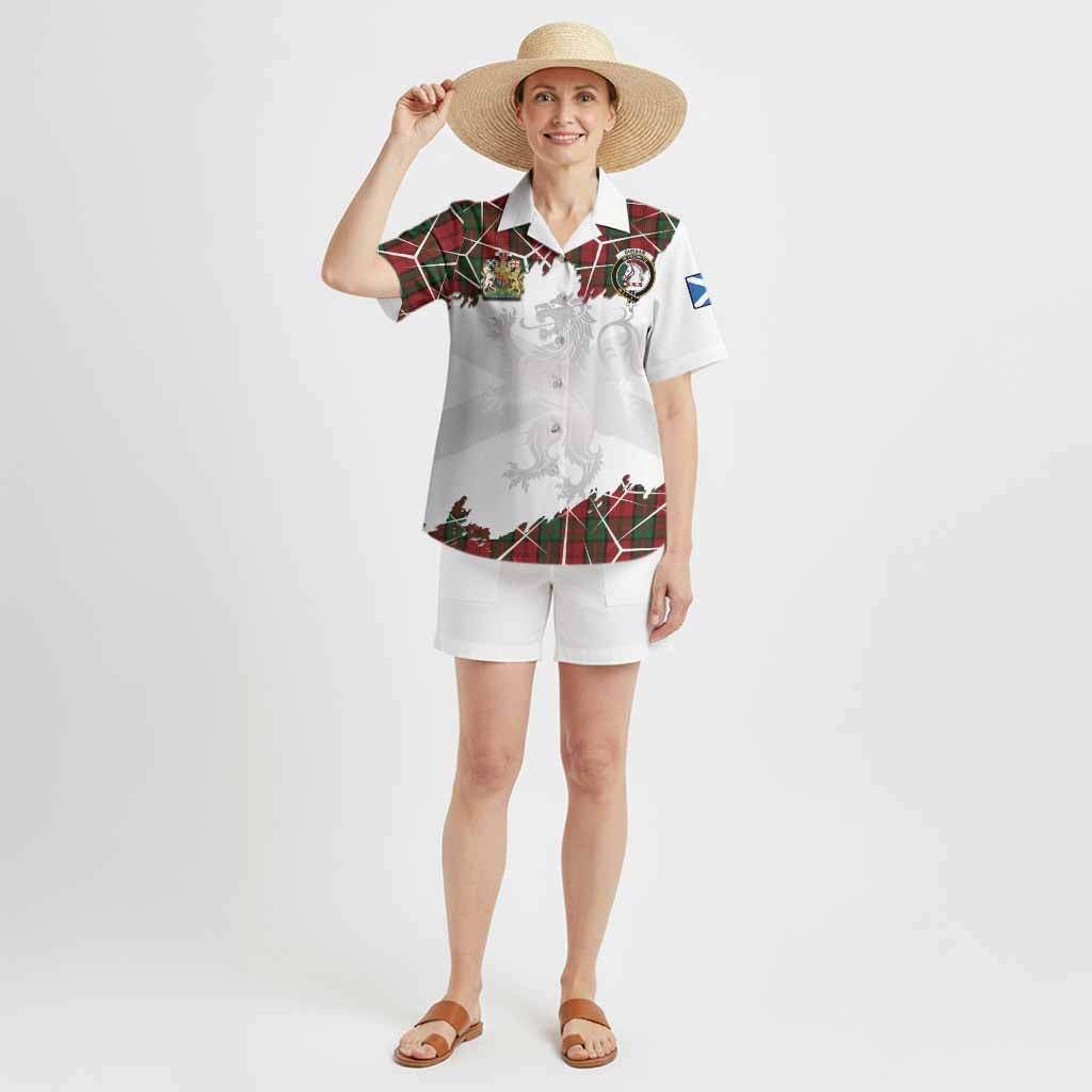 Dunbar Tartan Hawaiian Shirt with Family Crest and Lion Rampant Grunge Style
