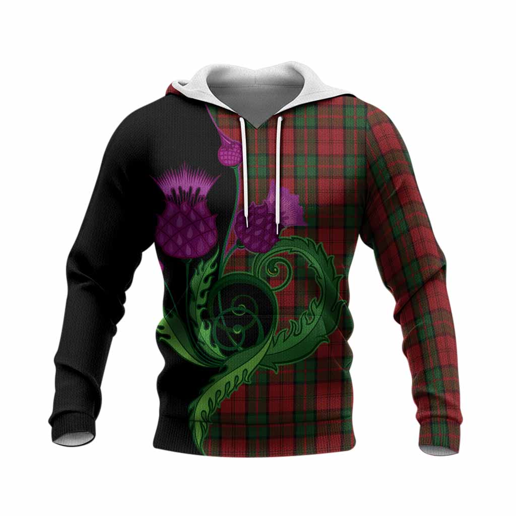 Dunbar Tartan Knitted Hoodie Traditional Scottish Thistle