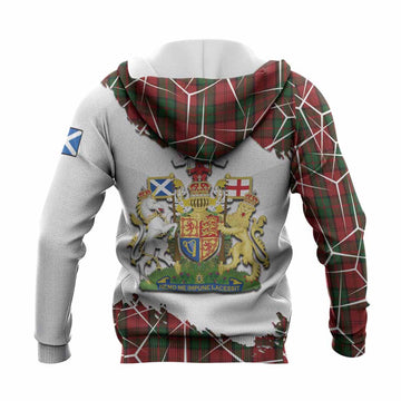 Dunbar Tartan Knitted Hoodie with Family Crest and Lion Rampant Grunge Style