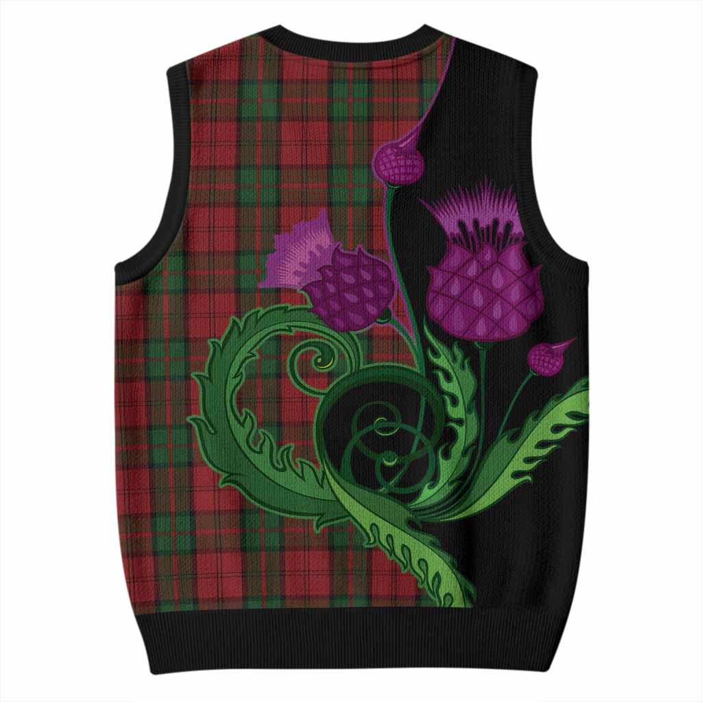 Dunbar Tartan Knitted V-Neck Vest Traditional Scottish Thistle