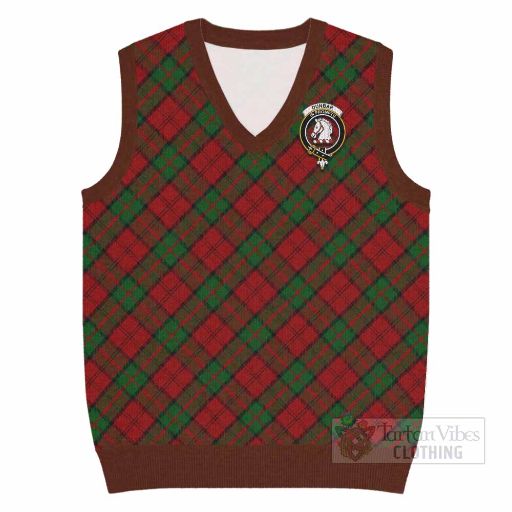 Dunbar Tartan Knitted V-Neck Vest with Family Crest Cross Style