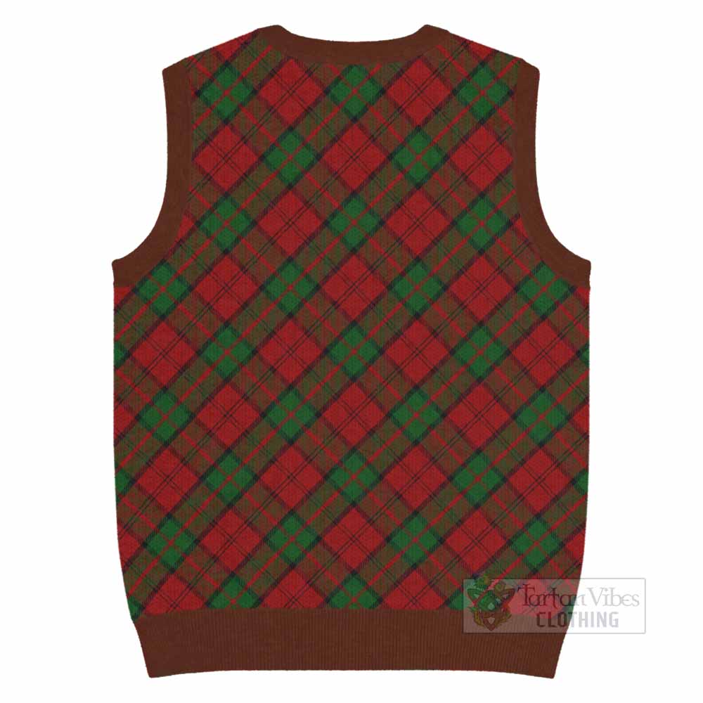 Dunbar Tartan Knitted V-Neck Vest with Family Crest Cross Style