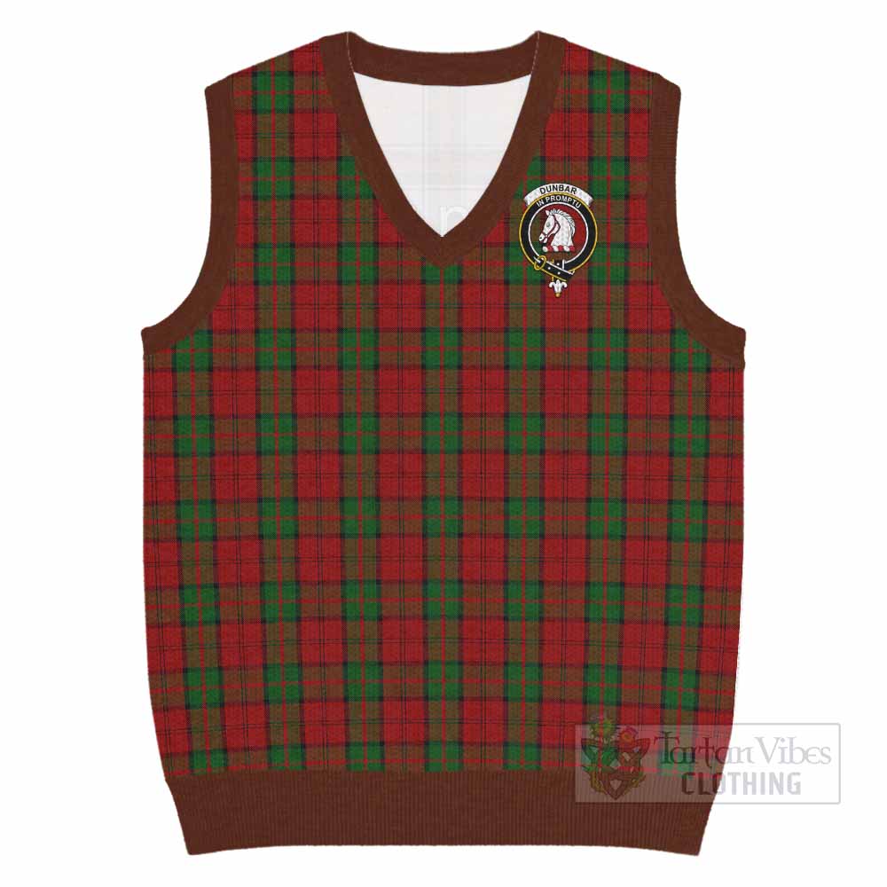 Dunbar Tartan Knitted V-Neck Vest with Family Crest - Tartan Vibes Clothing
