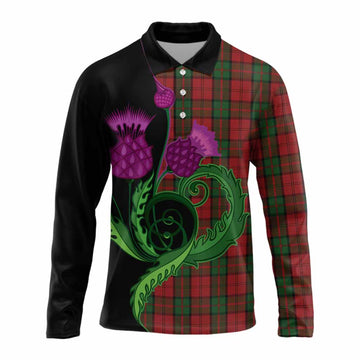 Dunbar Tartan Long Sleeve Polo Shirt Traditional Scottish Thistle
