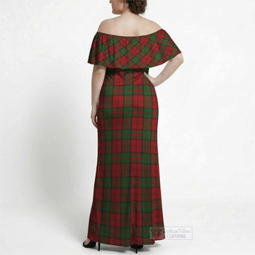 Dunbar Tartan Off Shoulder Ruffle Maxi Dress
