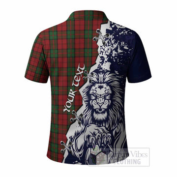 Dunbar Tartan Scottish Polo Shirt Angry Lion With Soccer Ball Style