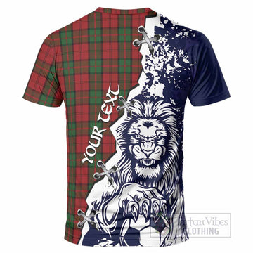Dunbar Tartan Scottish T-Shirt Angry Lion With Soccer Ball Style