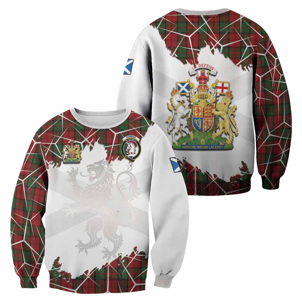 Dunbar Tartan Sweatshirt with Family Crest and Lion Rampant Grunge Style