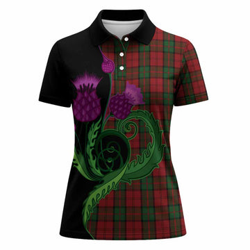 Dunbar Tartan Women Polo Shirt Traditional Scottish Thistle