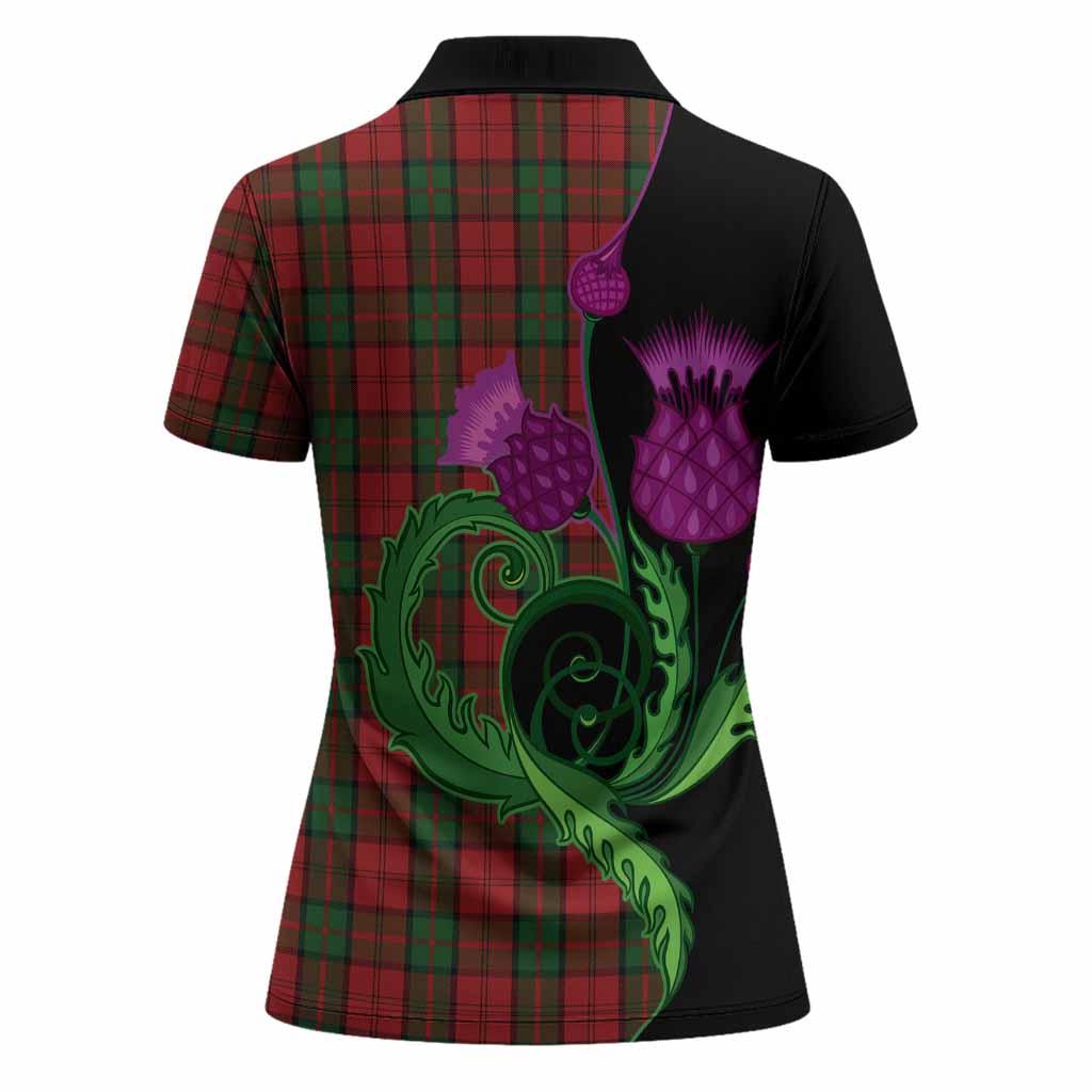 Dunbar Tartan Women Polo Shirt Traditional Scottish Thistle