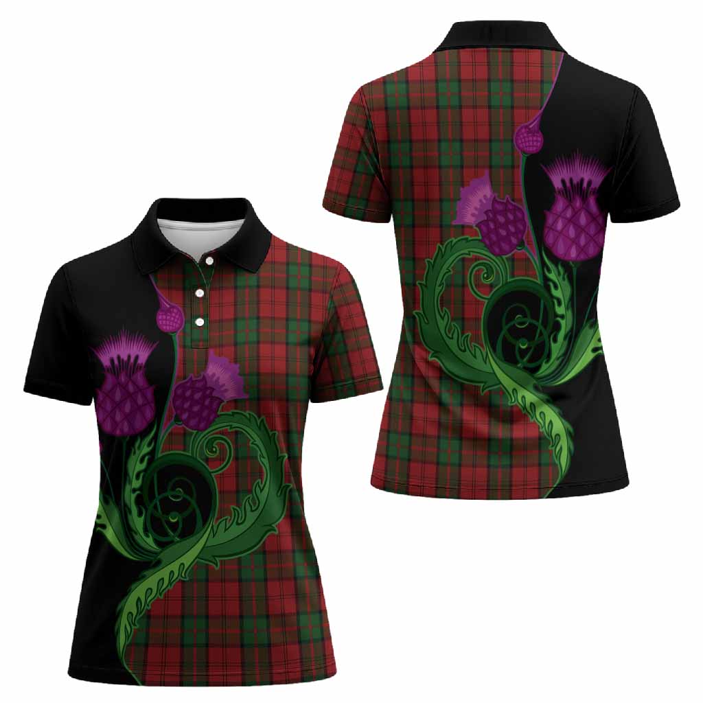 Dunbar Tartan Women Polo Shirt Traditional Scottish Thistle