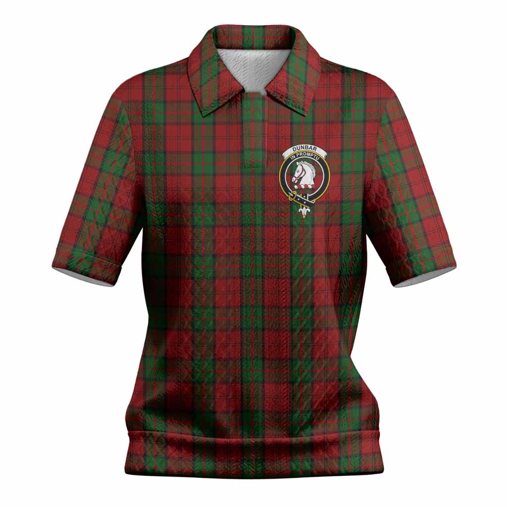 Dunbar Tartan Women’s Polo Sweater Top with Family Crest