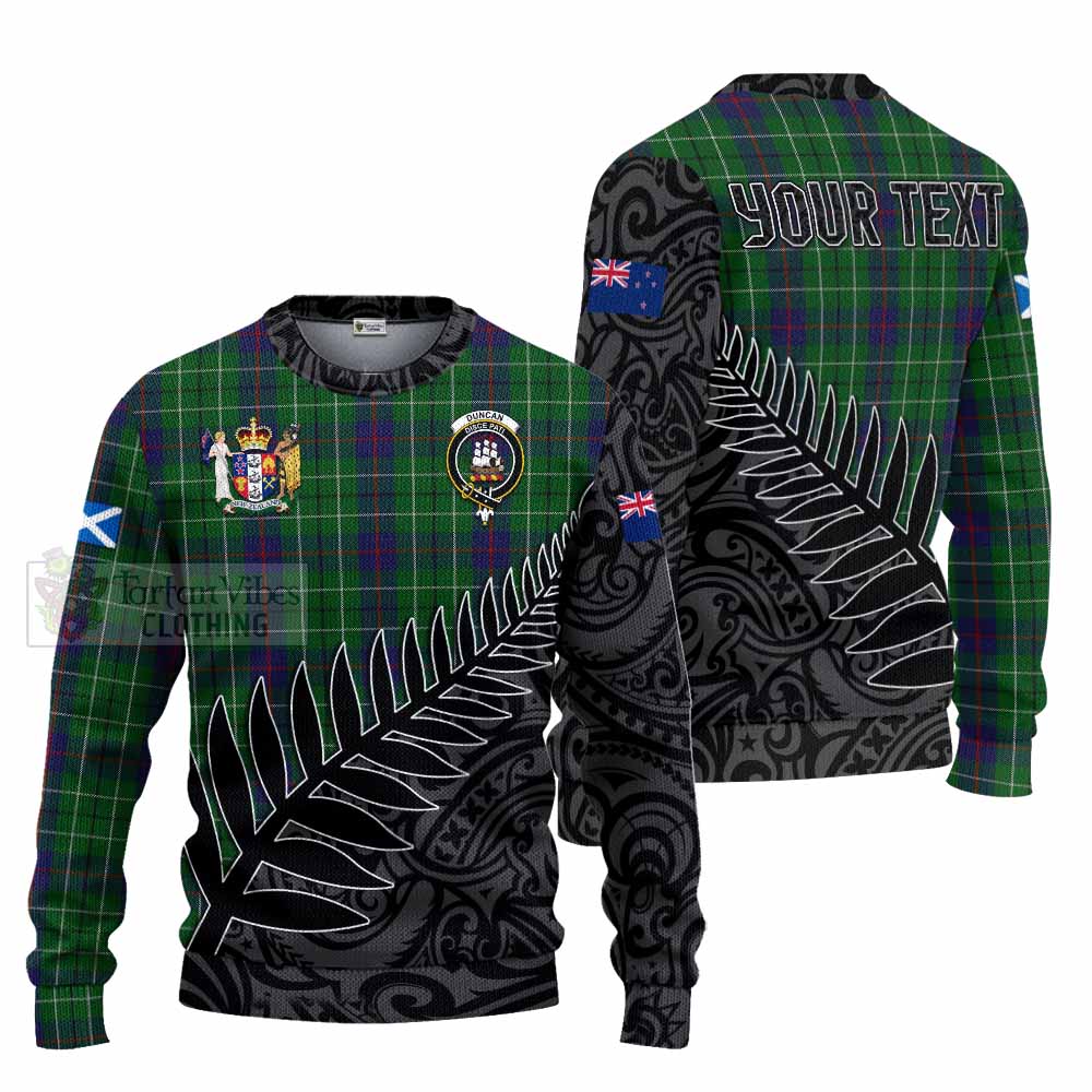 Tartan Vibes Clothing Duncan Crest Tartan Knitted Sweater with New Zealand Silver Fern Half Style