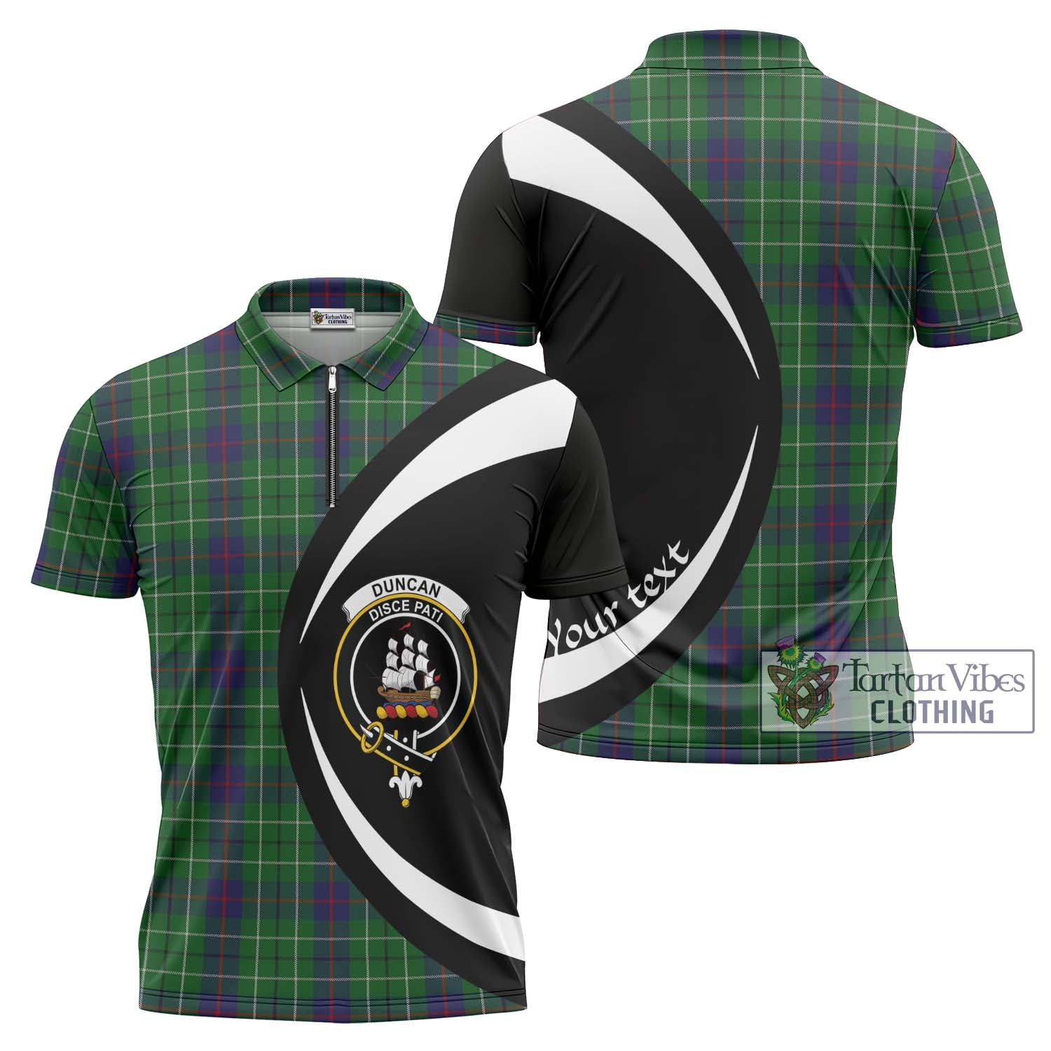 Tartan Vibes Clothing Duncan Tartan Zipper Polo Shirt with Family Crest Circle Style