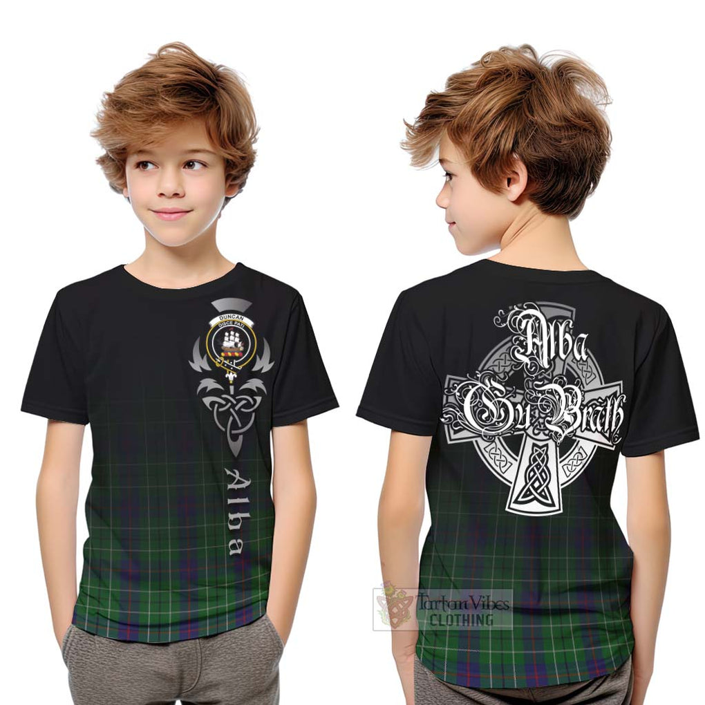 Tartan Vibes Clothing Duncan Tartan Kid T-Shirt Featuring Alba Gu Brath Family Crest Celtic Inspired