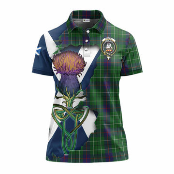 Duncan Tartan Family Crest Women's Polo Shirt Scottish Thistle Celtic Inspired