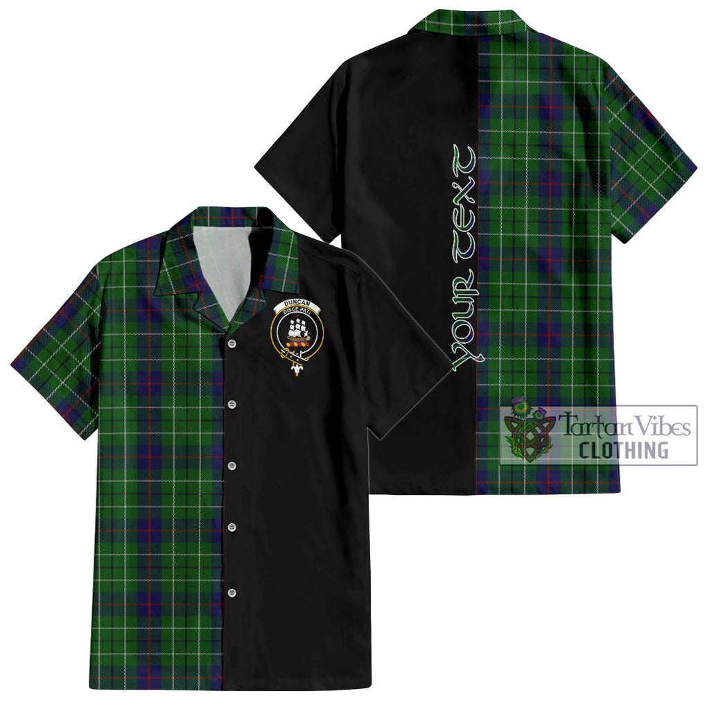 Duncan Tartan Short Sleeve Button Shirt with Family Crest and Half Of Me Style Kid - Tartanvibesclothing Shop