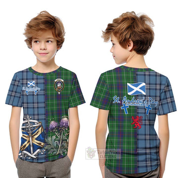 Duncan Tartan Kid T-Shirt Happy St. Andrew's Day Half Tartan Style