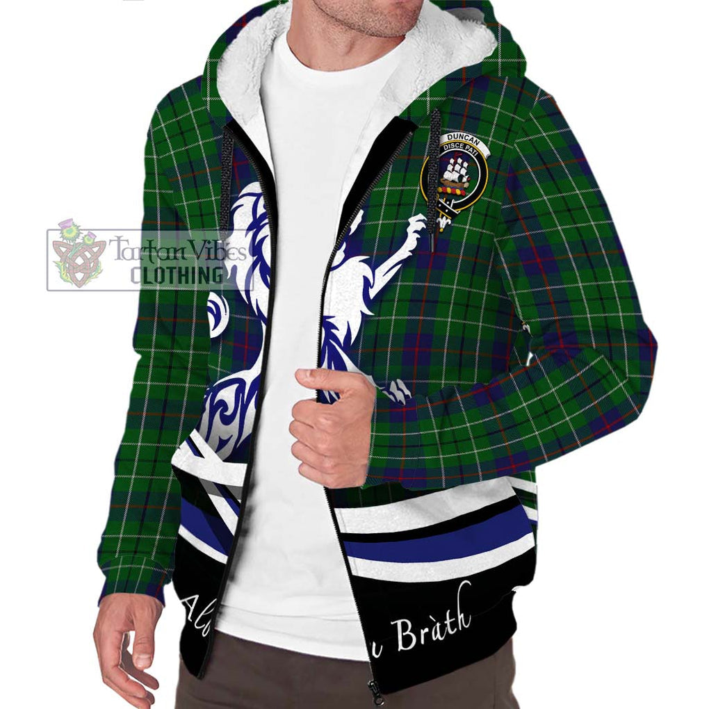 Duncan Tartan Sherpa Hoodie with Alba Gu Brath Regal Lion Emblem Unisex S - Tartanvibesclothing Shop