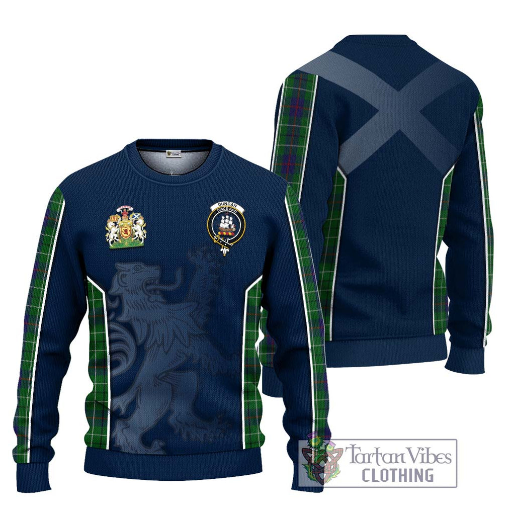Duncan Tartan Knitted Sweater with Family Crest and Lion Rampant Vibes Sport Style Unisex - Tartan Vibes Clothing
