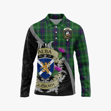 Tartan Vibes Clothing Duncan Tartan Family Crest Long Sleeve Polo Shirt Lion Rampant Royal Thistle Shield Celtic Inspired