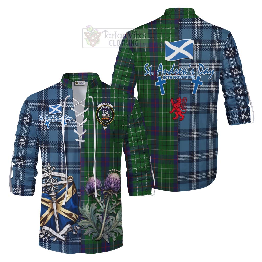 Tartan Vibes Clothing Duncan Tartan Ghillie Kilt Shirt Happy St. Andrew's Day Half Tartan Style