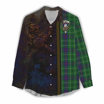 Tartan Vibes Clothing Duncan Tartan Family Crest Women's Casual Shirt Alba Gu Brath Be Brave Lion Ancient Style