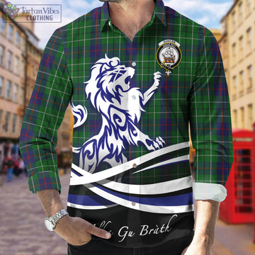 Duncan Tartan Long Sleeve Button Up Shirt with Alba Gu Brath Regal Lion Emblem