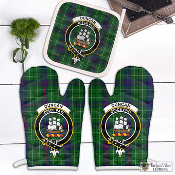 Duncan Tartan Combo Oven Mitt & Pot-Holder with Family Crest Combo 1 Oven Mitt & 1 Pot-Holder White - Tartan Vibes Clothing