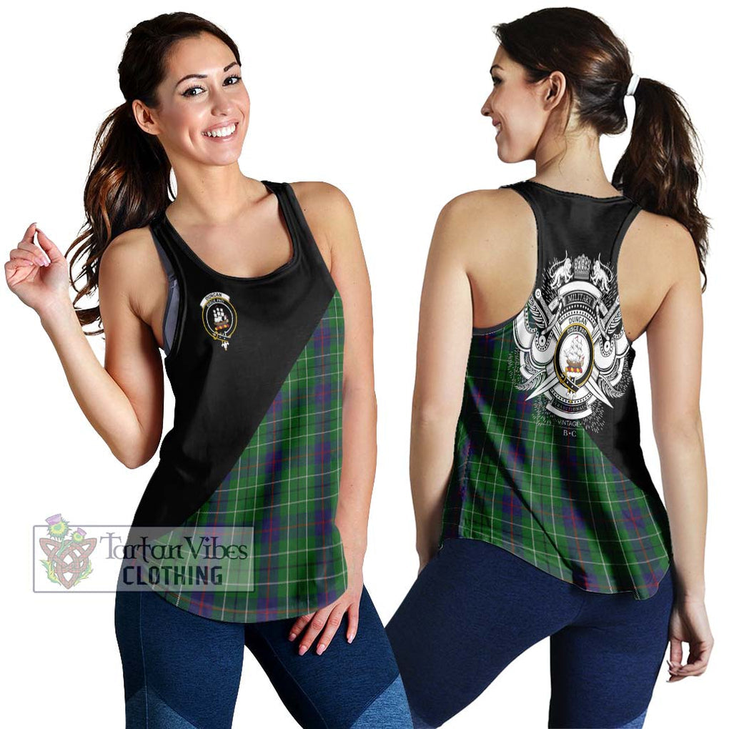 Duncan Tartan Women's Racerback Tanks with Family Crest and Military Logo Style 4XL - Tartanvibesclothing Shop