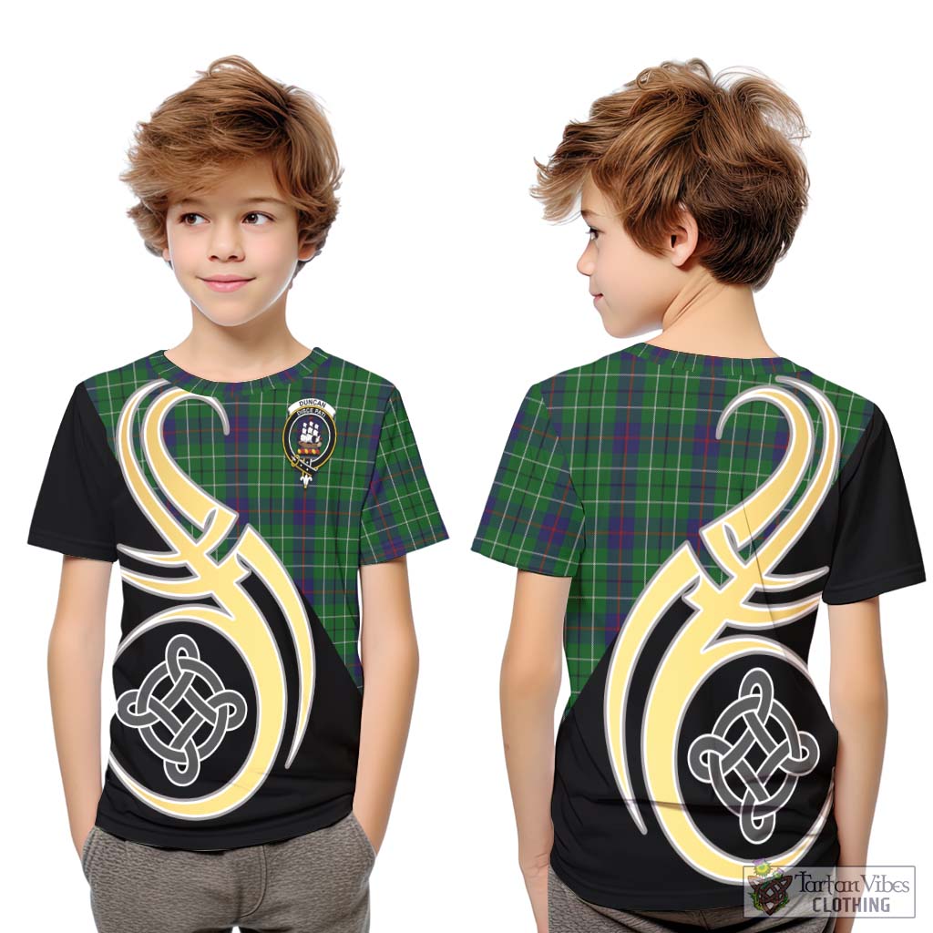 Duncan Tartan Kid T-Shirt with Family Crest and Celtic Symbol Style Youth XL Size14 - Tartan Vibes Clothing