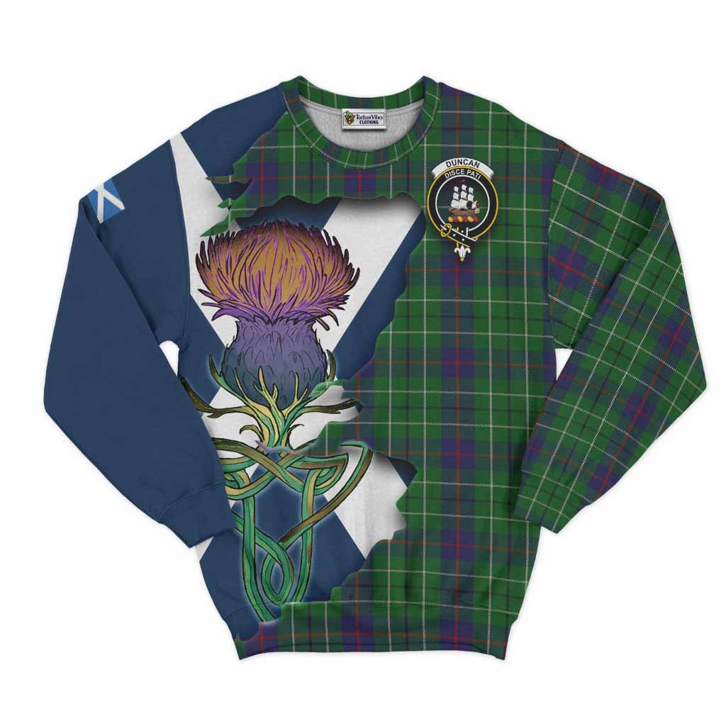Tartan Vibes Clothing Duncan Tartan Family Crest Sweatshirt Scottish Thistle Celtic Inspired