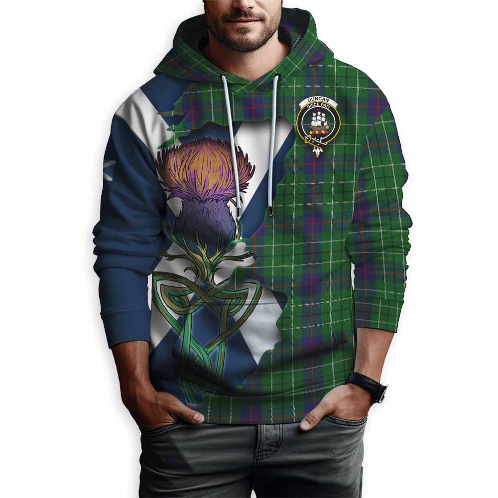 Duncan Tartan Family Crest Hoodie Scottish Thistle Celtic Inspired Pullover Hoodie - Tartan Vibes Clothing