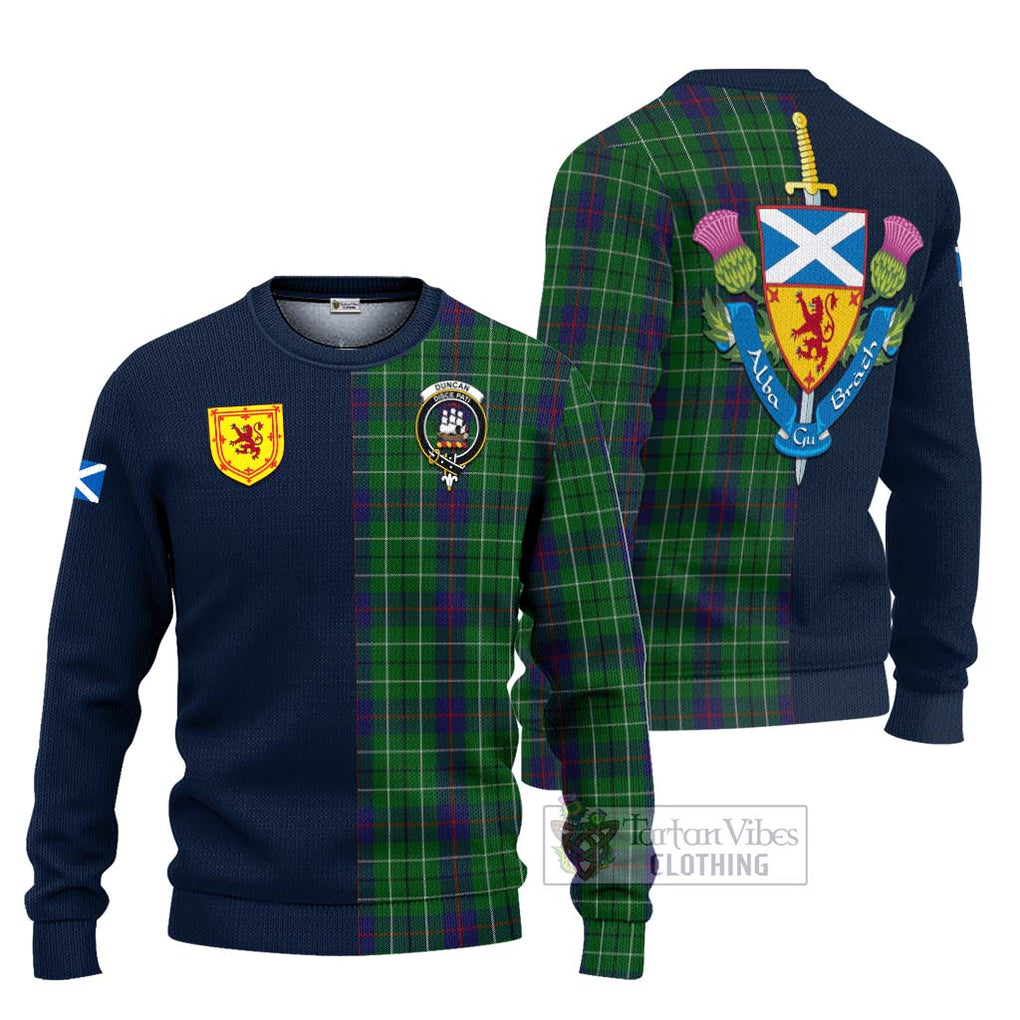 Tartan Vibes Clothing Duncan Tartan Knitted Sweater with Scottish Lion Royal Arm Half Style