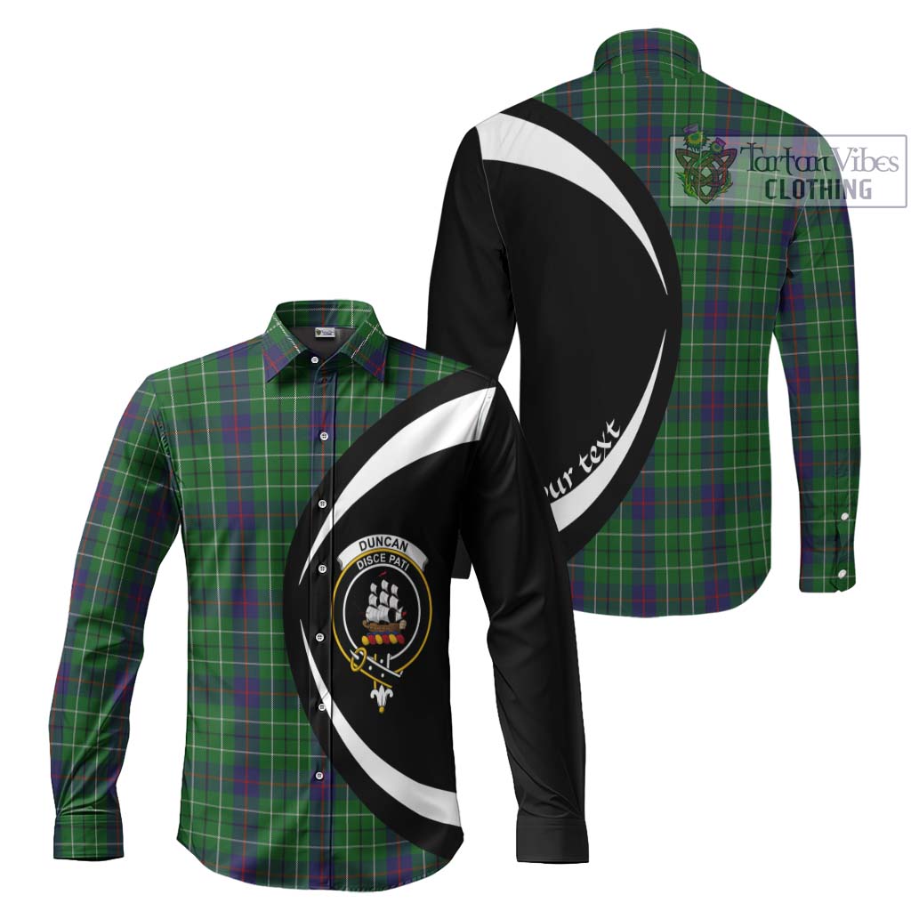 Duncan Tartan Long Sleeve Button Up with Family Crest Circle Style Men's Shirt S - Tartan Vibes Clothing