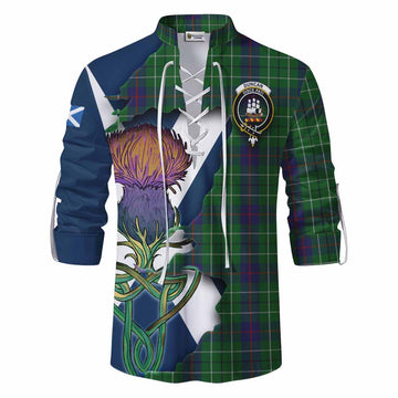 Tartan Vibes Clothing Duncan Tartan Family Crest Ghillie Kilt Shirt Scottish Thistle Celtic Inspired