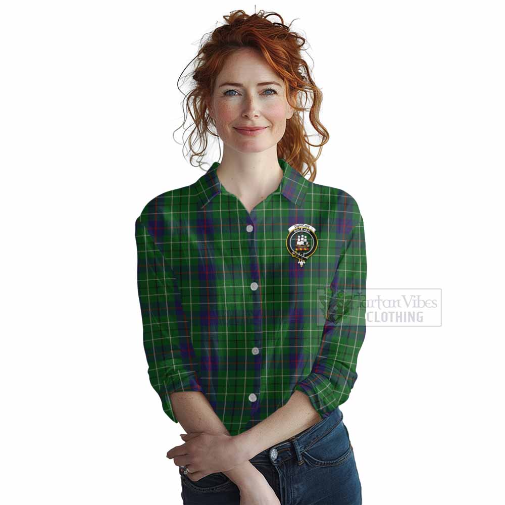 Tartan Vibes Clothing Duncan Tartan Women's Casual Shirt with Family Crest DNA In Me Style