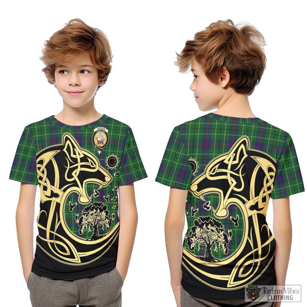 Duncan Tartan Kid T-Shirt with Family Crest Celtic Wolf Style Youth XL Size14 - Tartan Vibes Clothing