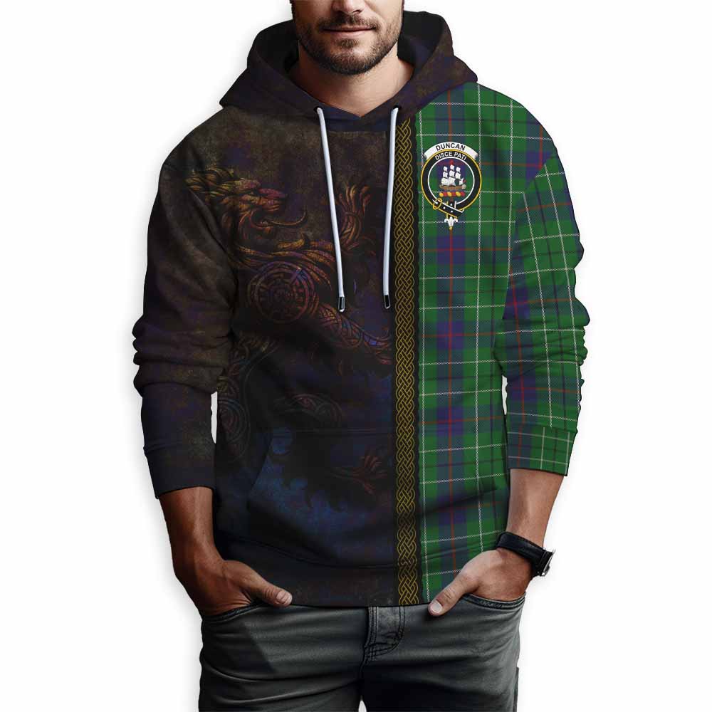 Tartan Vibes Clothing Duncan Tartan Family Crest Hoodie Alba Gu Brath Be Brave Lion Ancient Style
