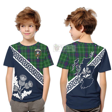 Tartan Vibes Clothing Duncan Tartan Kid T-Shirt Featuring Thistle and Scotland Map