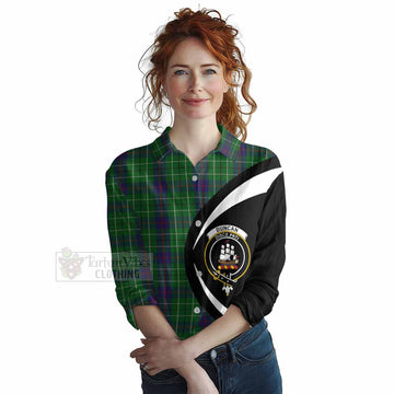 Tartan Vibes Clothing Duncan Tartan Women's Casual Shirt with Family Crest Circle Style