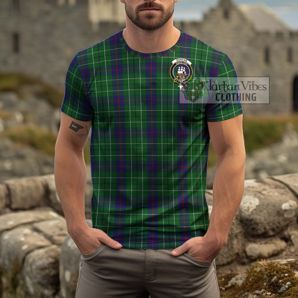 Duncan Tartan Cotton T-Shirt with Family Crest Men's Shirt - Tartanvibesclothing Shop