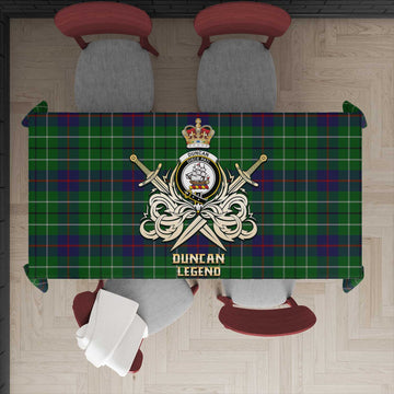 Duncan Tartan Tablecloth with Clan Crest and the Golden Sword of Courageous Legacy