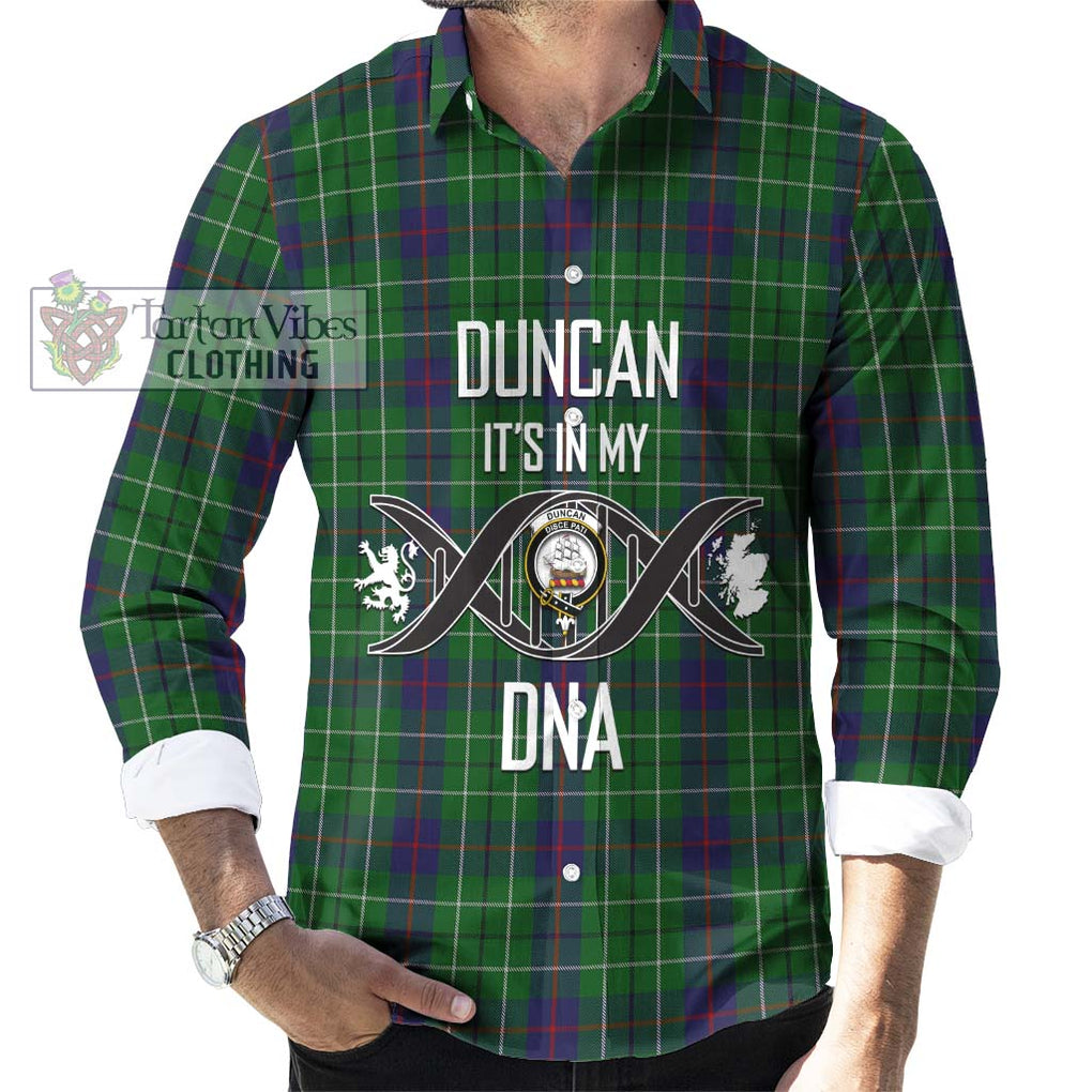 Duncan Tartan Long Sleeve Button Shirt with Family Crest DNA In Me Style Men's Shirt S - Tartanvibesclothing Shop