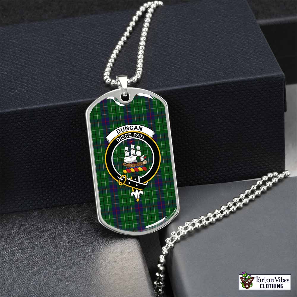Duncan Tartan Dog Tag Necklace with Family Crest Silver No - Tartan Vibes Clothing