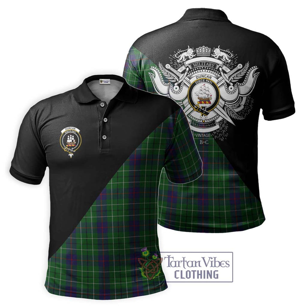 Duncan Tartan Polo Shirt with Family Crest and Military Logo Style Kid - Tartanvibesclothing Shop