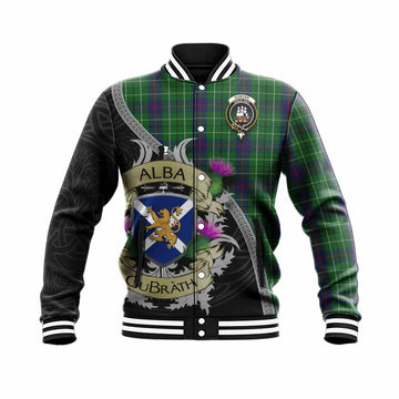 Duncan Tartan Family Crest Baseball Jacket Lion Rampant Royal Thistle Shield Celtic Inspired